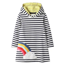 Jumping meter/Новое поступление; платья с капюшоном для девочек; одежда для малышей с длинными рукавами с изображением фламинго; хлопковое платье принцессы с капюшоном для девочек