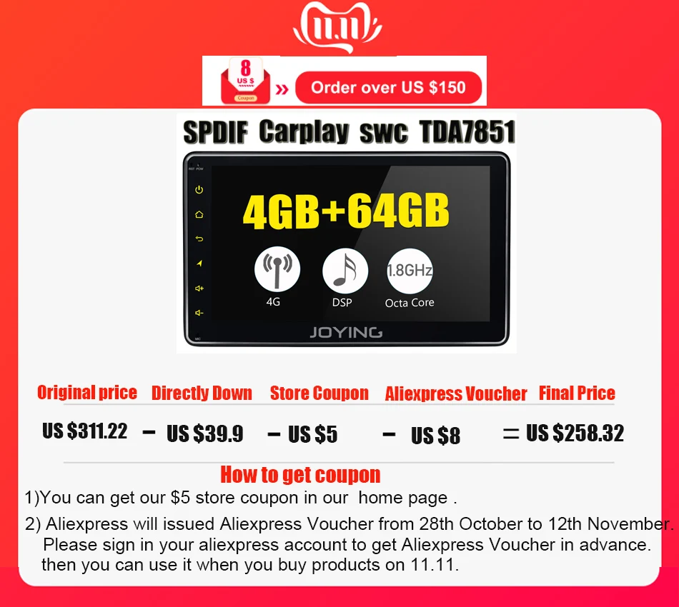 Discount Single Din 7"Intel Octa Core Head Unit Universal Android 8.1 Car Radio Stereo GPS Nagivation Add DSP Support 4G WIFI FM SIM Card 0