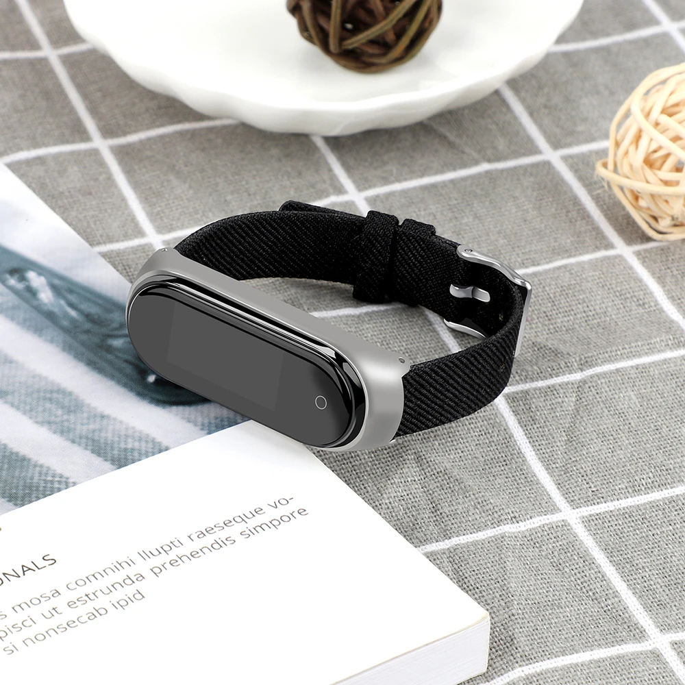 Браслет mi Band 4, металлический, нержавеющая сталь+ холст, универсальный, для Xiaomi mi, ремешок 3/4, браслет mi Band 4, напульсники mi band 4