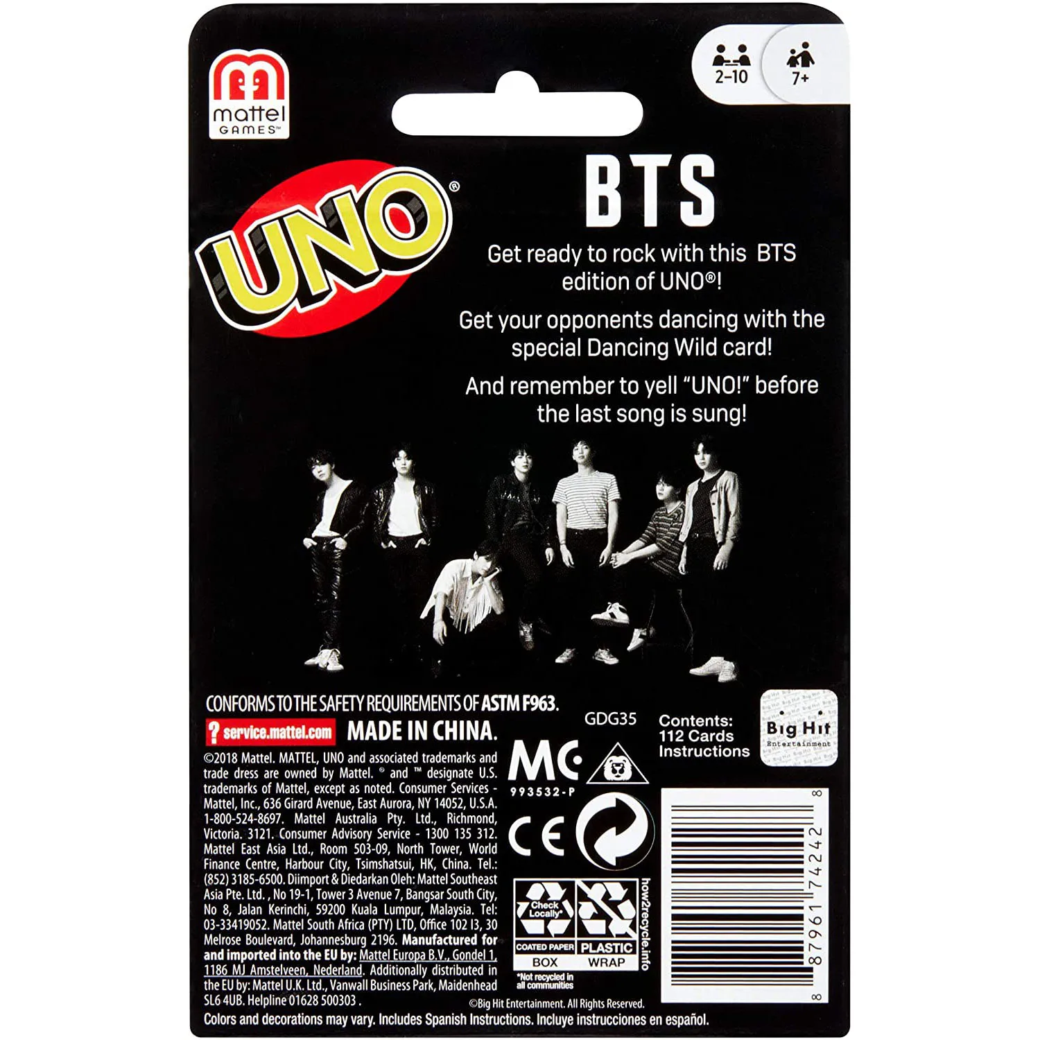 Забавная развлечение настольная игра Mattel UNO BTS Family веселые вечерние игральные