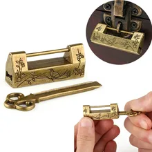 Candado con llave de bronce antiguo chino de aleación de Zinc de 42mm, combinación Retro, candado con contraseña, caja de joyería, maletín con candado para cajón
