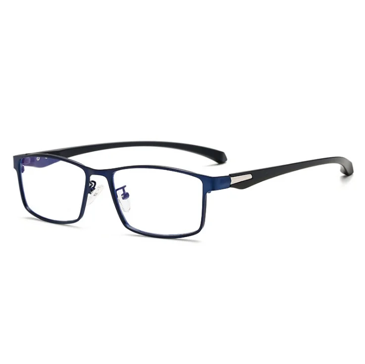 blue full frame Квадратные очки для близорукости, полностью Металлическая оправа, анти-синий светильник, очки 0-0,5-0,75-1,0-2,0-2,5-3,0-6,0 - Цвет оправы: blue full frame