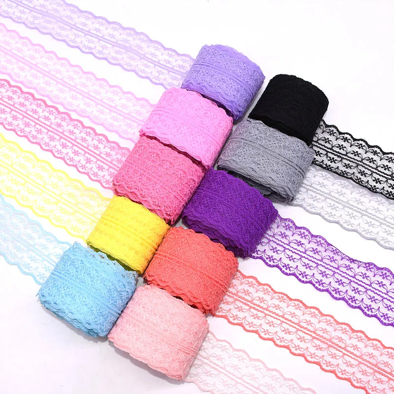20M 4.5CM Vintage Organza Lace Trim Fabric Roll Lace Ribbon for Wedding Garment Headdress DIY Accessories Sewing Lace Trimmings