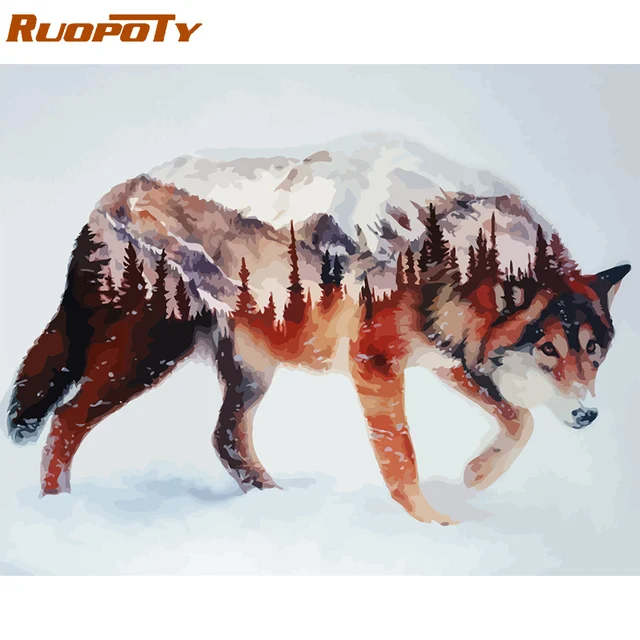 RUOPOTY Frame Wolf DIY Painting By Numbers Calligraphy Painting Acrylic Paint By Numbers Wall Art Picture RUOPOTY Frame Wolf DIY Painting By Numbers Calligraphy Painting Acrylic Paint By Numbers Wall Art Picture For Home Decors