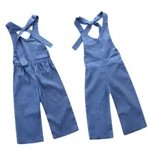 Новая одежда для маленьких мальчиков и девочек штаны для девочек прямые джинсы на лямках для новорожденных от 2 до 6 лет, популярная одежда