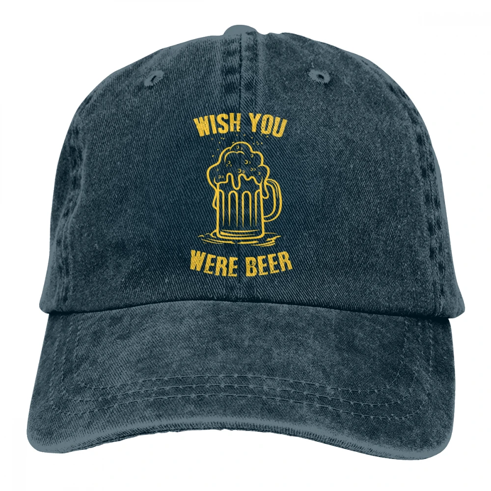 Wish You was Beer Casquette черные унисекс Мужские Женские джинсовые бейсболка с ремешком кепки Регулируемая шляпа для гольфа папа