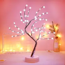 60LED USB дерево огни сенсорный дерево-образный декоративный горшок Снежинка лампы батарея медный провод домашний Рождественский внутренний Декор