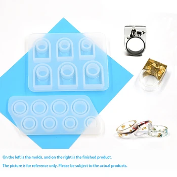 

2pcs Finger Ring Silicone Mold Resin Mould Round + Square For Jewelry Making DIY Tool Crafts Epoxy Resin Molds