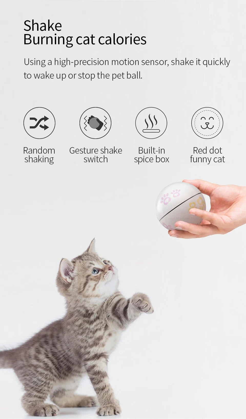 Xiaomi Youpin PAINI интеллектуальная кошка-компаньон игрушка для кошки в виде шара мяч для кошки с мячом для внимания красный точечный подтягивающий Кот, пульт дистанционного управления жестами