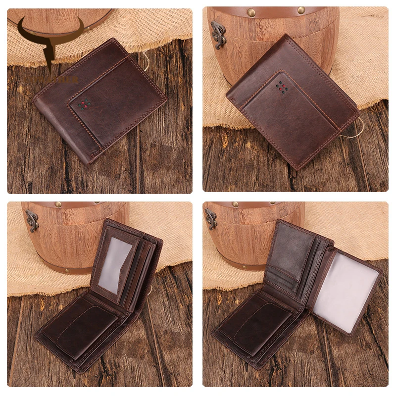 Beste Cowather Portemonnee Voor Mannen Hoge Kwaliteit Koe Echt Leer Mannelijke Portemonnee Nieuwste Mode Korte Stijl Koeienhuid Portemonnee Gratis Verzending