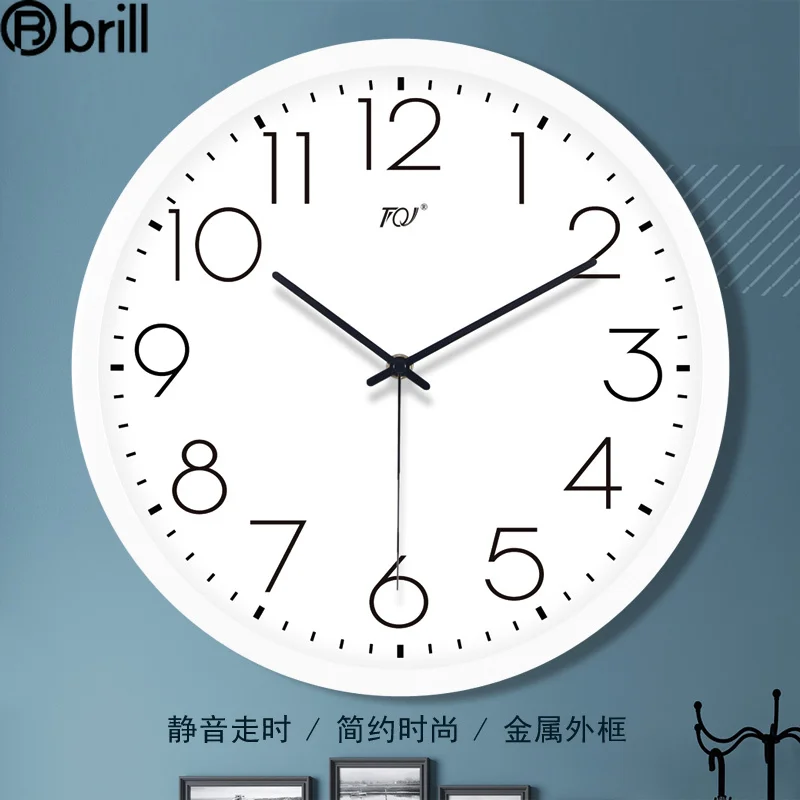 

Creative Metal Brief Wall Clock Living Room Silent Wall Clock Modern Design White Watch Radio Wave Decorated Quartz Clock 50