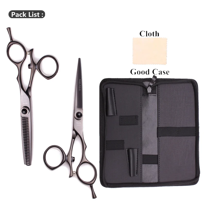 A9019 Hei D 5.5Y Hairdressing Scissors 5.5" 440C AQIABI Hair Cutting Scissors Barber Thinning Shears Hair Scissors Swivel Thumb Black Color A9019 - Color: A9019 Hei D 5.5Y