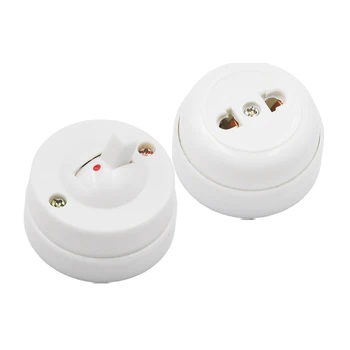 

Set 4pcs 2 Switches +2 Sockets Retro EU Socket Toggle Switch Surface Mount Wall Outlet Electrical Light Switch White