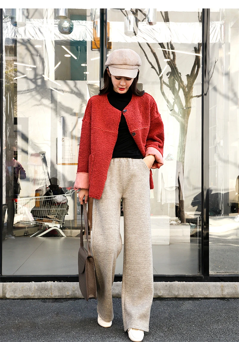 FGTEEV повседневные женские трикотажные брюки с эластичной талией и широкими штанинами, свободные женские штаны-свитера, Весенние длинные брюки pantalon femme
