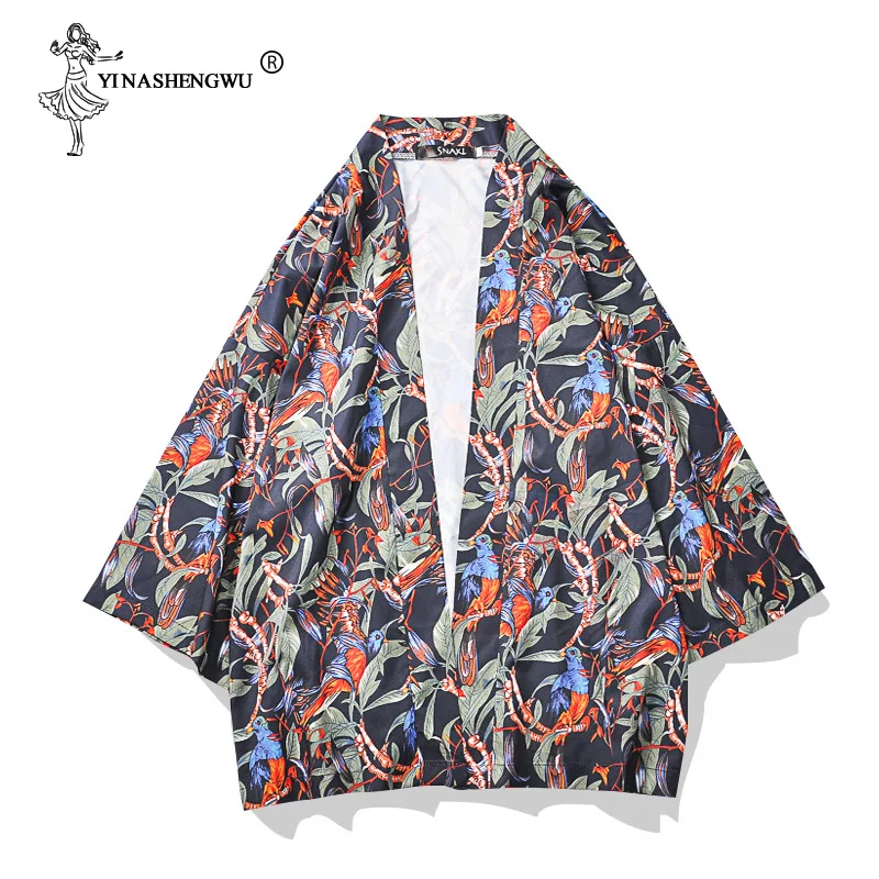 color 7 Одежда Yukata женский японский кардиган Kimonos мужской японский традиционный кимоно Femme свободное тонкое пальто унисекс пляжная Повседневная рубашка - Цвет: color 7