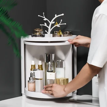 

Economical Multi-function Storage Rack 360 Degree Rotating Triangular Shelf for Bathroom Corner ds99