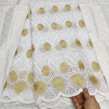 

African Swiss Stones Voile Cotton Lace Fabric Embroidery In Switzerland 100% Cotton Jacquard Brocade Dry Lace Fabrics For Dress