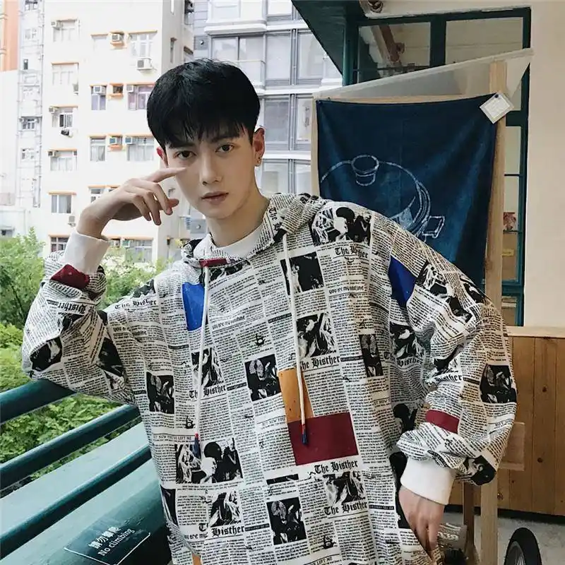 newspaper print hoodie