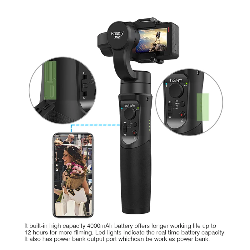 Hohem iSteady Pro 2 водонепроницаемый ручной шарнирный стабилизатор для камеры Gopro vlog для Gopro 8/7/6/5/4/3 DJI Osmo экшн YiCam SJCAM экшн Камера