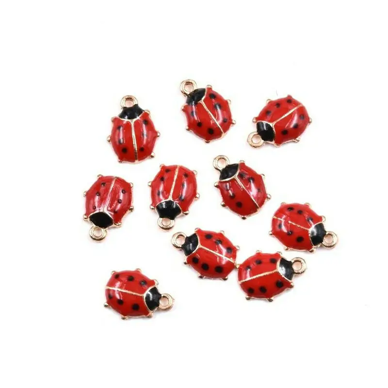 

10Pcs Ladybird Red Enamel Ladybug Charms for Bracelet Ladybug Beads Pendant for Necklace DIY Jewelry Making 11mmx9mm