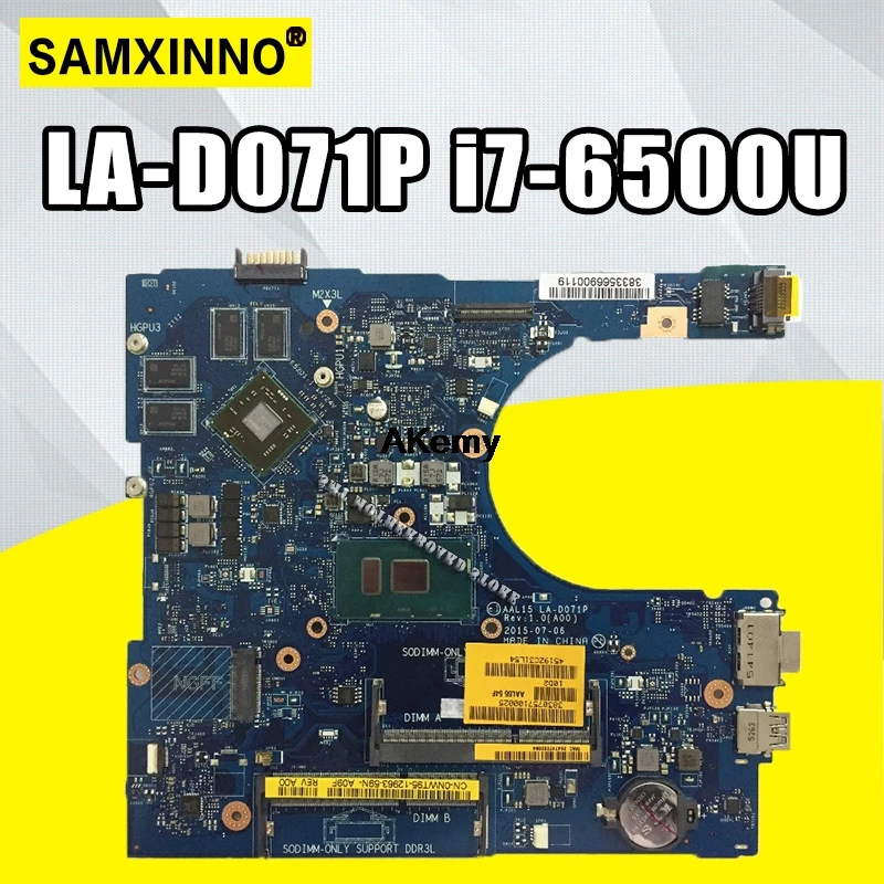 

CN-F1J0W Mainboard For Dell Inspiron 15 5559 17 5759 With I7-6500U Cpu Laptop Motherboard F1J0W 0F1J0W Aal15 LA-D071P