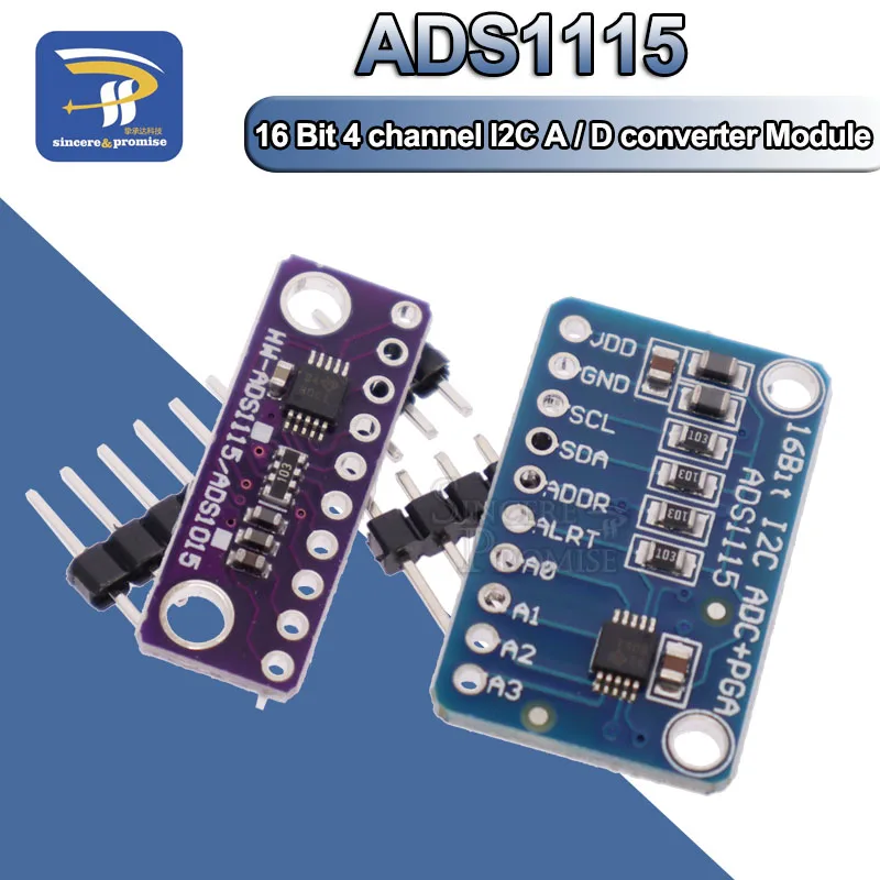 I2C ADS1115 프로그래밍 가능한 게인 증폭기가 있는 16 비트 ADC 4 채널 모듈, 2.0V ~ 5.5V|module ...