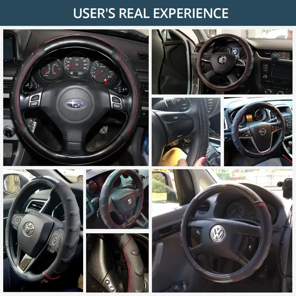 Steering Wheel Cover AUTOYOUTH Willow Patterned Massage Car Steering Wheel Cover Soccer Pattern Splice Light Leather Universal Fits Most Car Styling