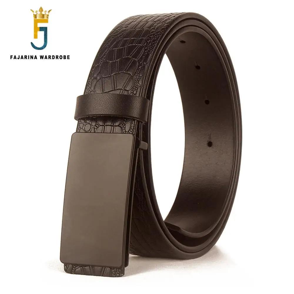 

FAJARINA New Arrival Design Quality Cowhide Belt Men's Head Layer Genuine Smooth Buckle Black Belts for Men Leather Men N17FJ774