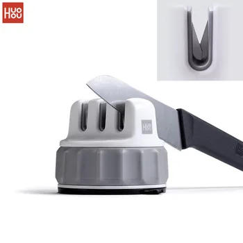 

Huohou Mini knife sharpener Fixable Sharpen Stone Trible Wheel Whetstone One-handed Sharpening Tool Grindstone