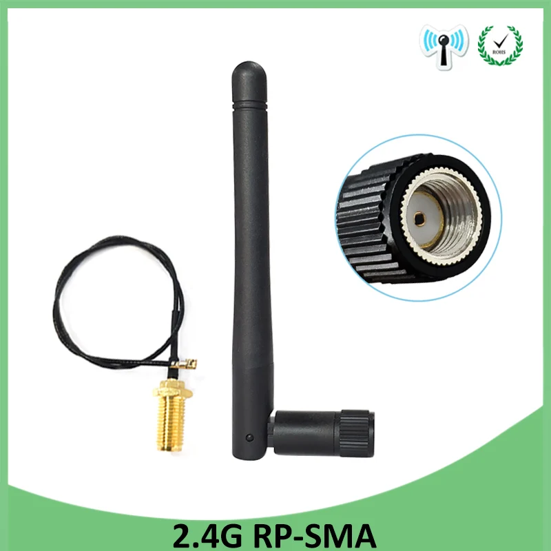 

20pcs 2.4GHz antenna wifi RP-SMA Male Connector 3dBi Wi fi 2.4G Antena + IPX to RP-SMA Jack Male Extension Cord Pigtail Cable
