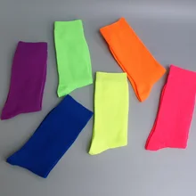 Горячая Распродажа, 6 пар в партии, неоновые цветные носки с круглым вырезом, яркий флуоресцентный цветной носок в мелкую полоску