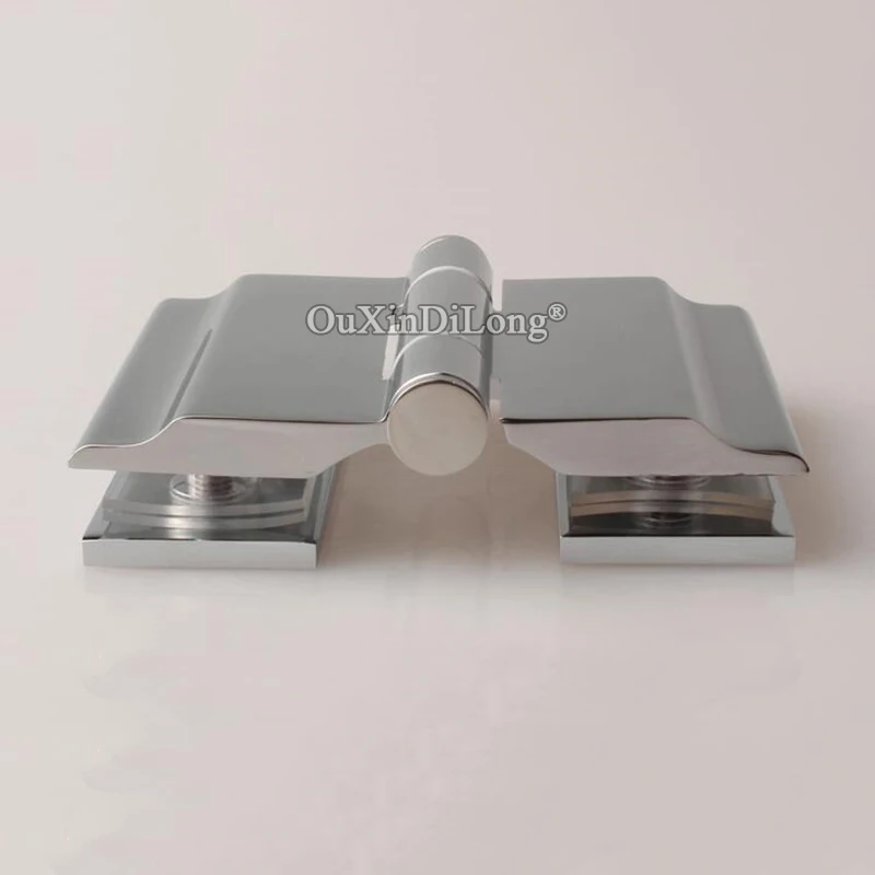 1PCS Copper Glass Door Hinges Frameless Shower Double Door Out-opening Hinges Glass Freely Angle Fixed Holder Brackets