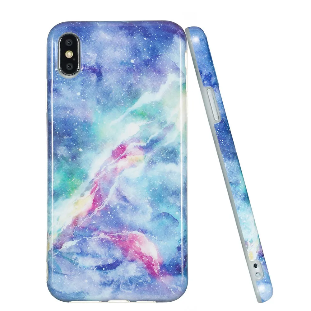 KISSCASE Luxury Marble Phone Case For iPhone XR XS MAX X 7 8 Blue Starry IMD Cases iphone 6 6S Plus Soft Back Cover Capa |