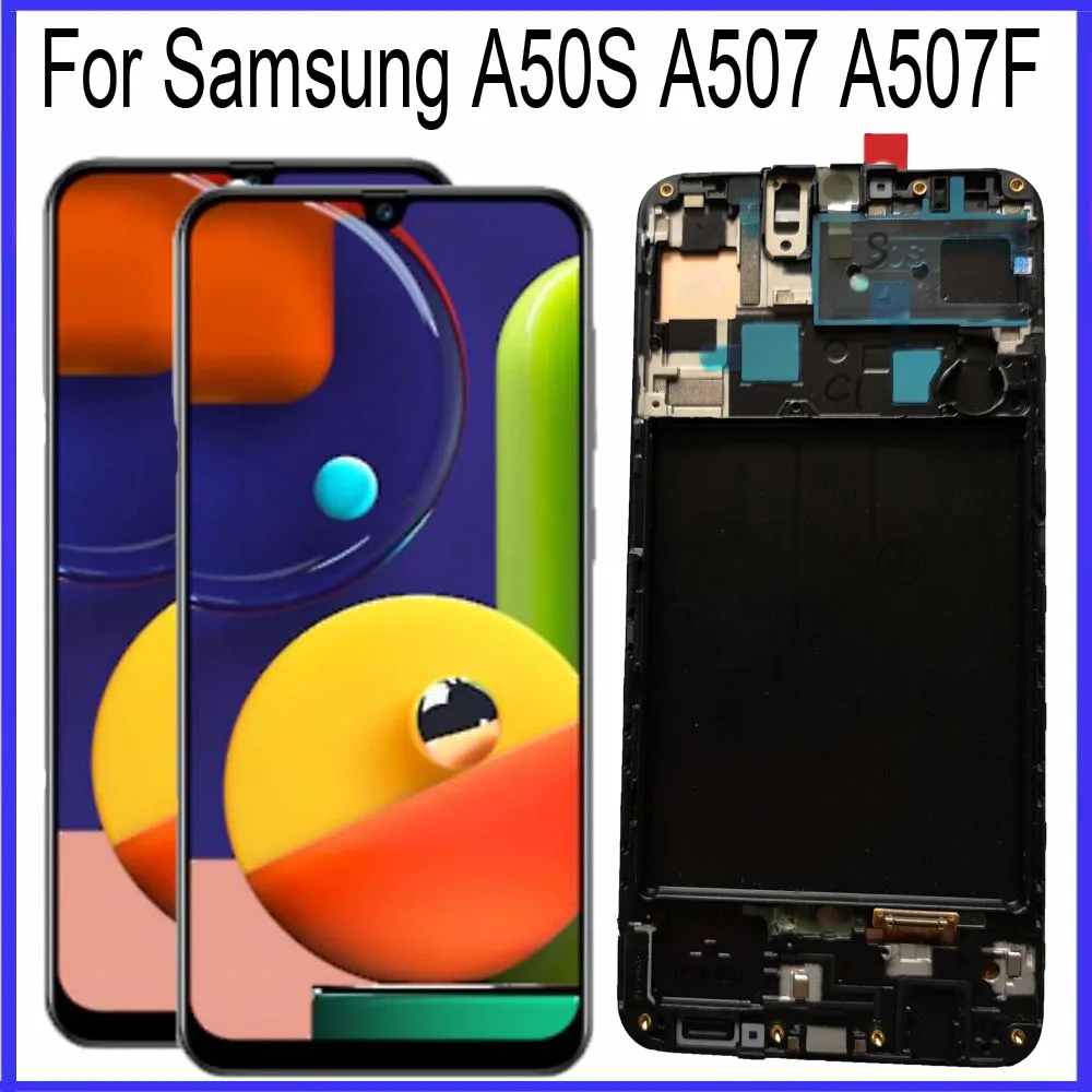 ЖК-экран для Samsung A50S A507 A507F A507W A507FN/DS с сенсорным экраном и рамкой в сборе |