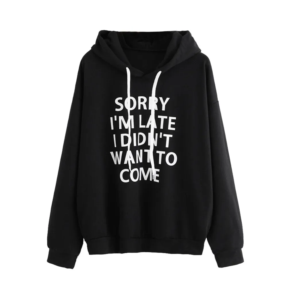 JAYCOSIN Fashion Women O-Neck Hoodie Jumper Long Sleeve Letter Print Unique Beautiful Chic Comfortable Pullover Hoodie Top