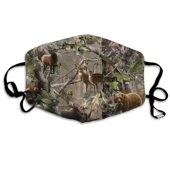 

NiYoung Ideal Gift - Women Men Boys Girls Dustproof Hunting Camo Moose Deer Bear Fish Forest Animal Pattern Half Face Mouth Mask