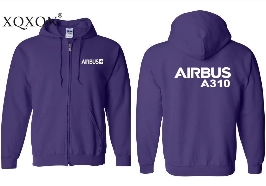 XQXON- Harajuku мужские толстовки Airbus A310 дизайн печатных толстый человек толстовки на молнии Z715 - Цвет: Purple