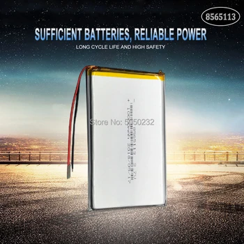 

1pc 10000mAh 3.7V 8565113 Lithium Li-polymer Rechargeable Battery Li-ion Li Po cells For Tablet DVD GPS Medical Device