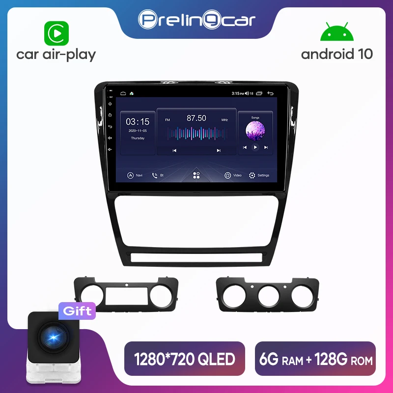 Prelingcar For Skoda Octavia 2 2008-2013 A5 Android 10 Car Radio Stereo Receiver Video Player Multimedia Navigation GPS No Din | Автомобили