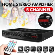 110V 220V 5CH Bluetooth Digital Amplifier Stereo LED USB AV Power Surround Bass High Resolution Audio Player Subwoofer Speakers