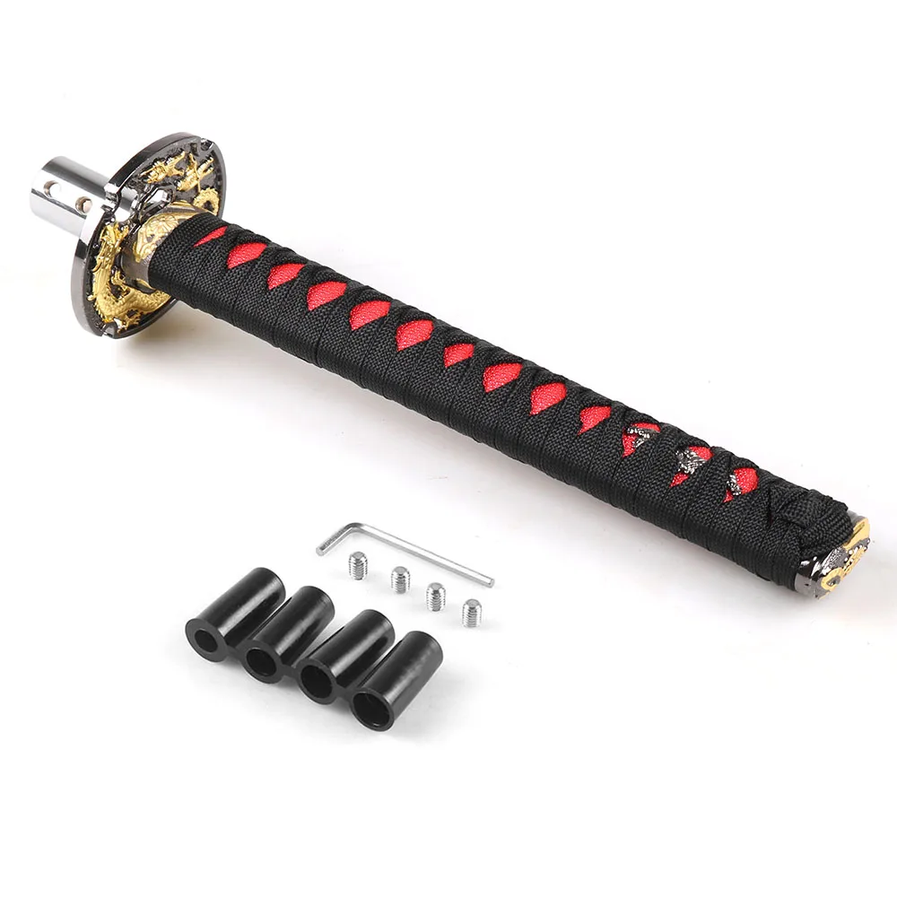 Универсальный 260 мм JDM самурайский меч-Катана ручка переключения передач с адаптерами ручка переключения передач - Название цвета: Black with Red
