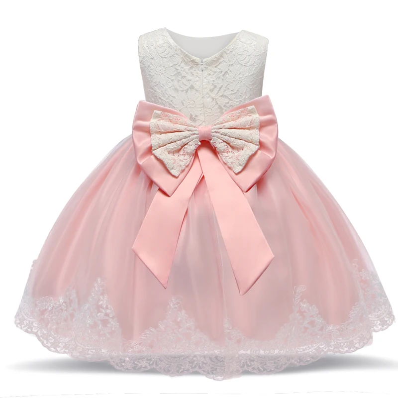 Винтажное рождественское платье принцессы; детские новогодние вечерние платья для девочек; бальное платье с цветочным рисунком; одежда для дня рождения для маленьких девочек - Цвет: Pink