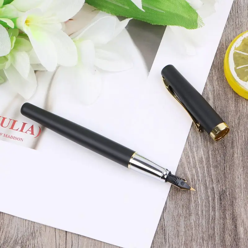 

High Quality Black Fountain Pen 22KGP M Nib Set New LX9A