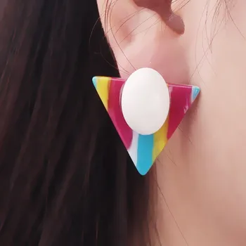 

Acrylic Resin Geometric Oval Drop Earrings for Women Statement Stripe Triangle Heart Pendant Earring Wedding Jewelry Lover Gift