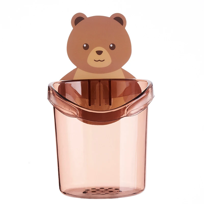 

Fowecelt Bathroom Accessories Bear Toothbrush Holder Bathroom Organizer for Brushes Toothpaste Holder Shelf Drainer Drying Cup