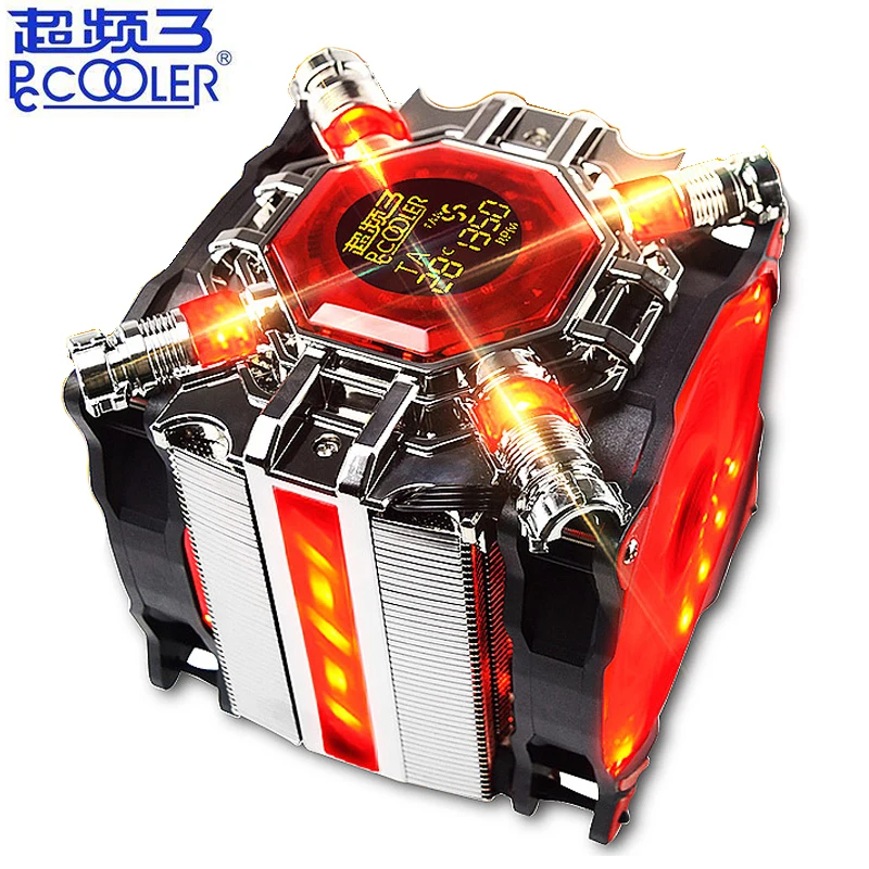 Pccooler S1211 5 тепловым стержнем heat pipe Процессор радиатор кулера 12 см с красной