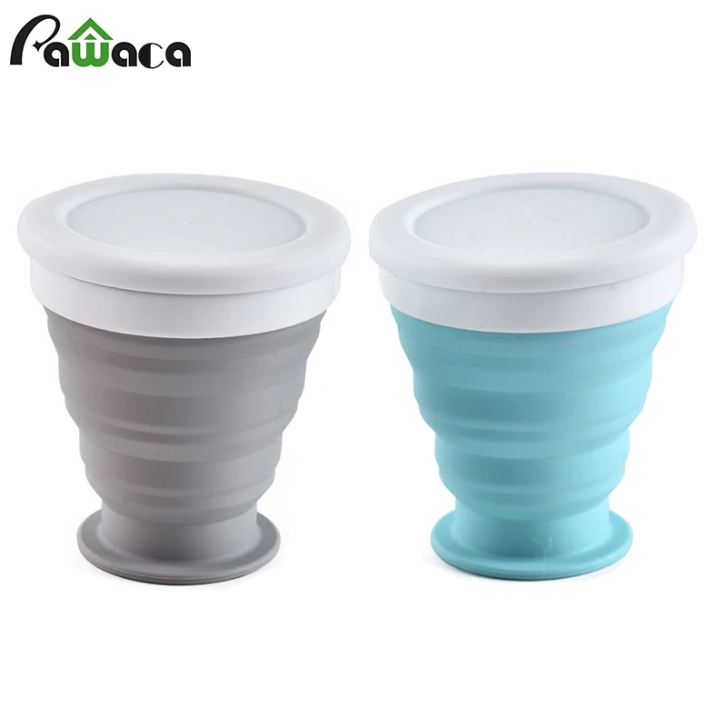 

Portable Collapsible Silicone Travel Cup Pocket-Sized Expandable Folding Leak Proof Drinking Mug with Lids for Camping Outdoor