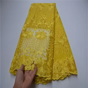 

Latest Nigerian French Net Lace Fabric Embroidered beaded African Lace Fabric High Quality Dubai Guipure Mesh Lace 5 Yards
