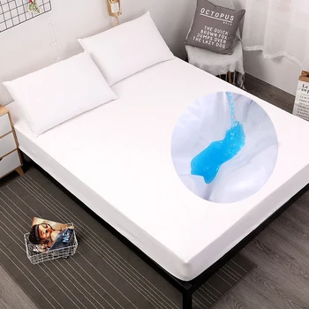 

New Waterproof Mattress Cover Solid Soft Fitted Sheet with Elastic Band High Quality Mattress Protector Cover Air-Permeable