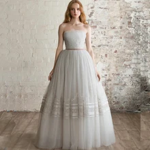 Fivsole – robe de soirée de forme trapèze, élégante robe longue, sans bretelles, en Tulle, avec broderie, dos nu 